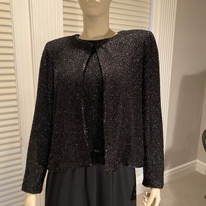 Holiday or Evening 2-Piece Set Fully-Beaded Top and Jacket